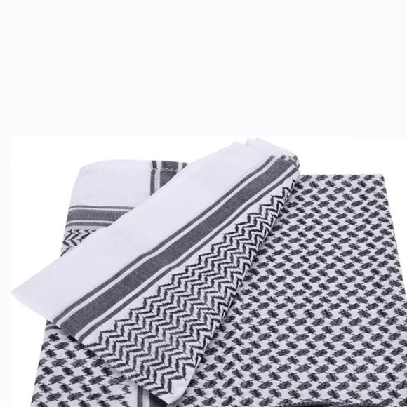 Arab Palestine Shemagh headwear yashmagh scarf headwrap kuffiyah Black/White - Picture 1 of 2